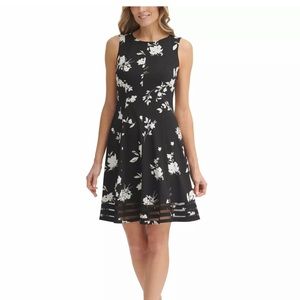 Jessica Howard Womens Dress Black Size 12  A-Line Floral Illusion